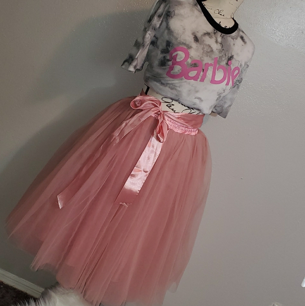 MAUVE MIDI TULLE SKIRT